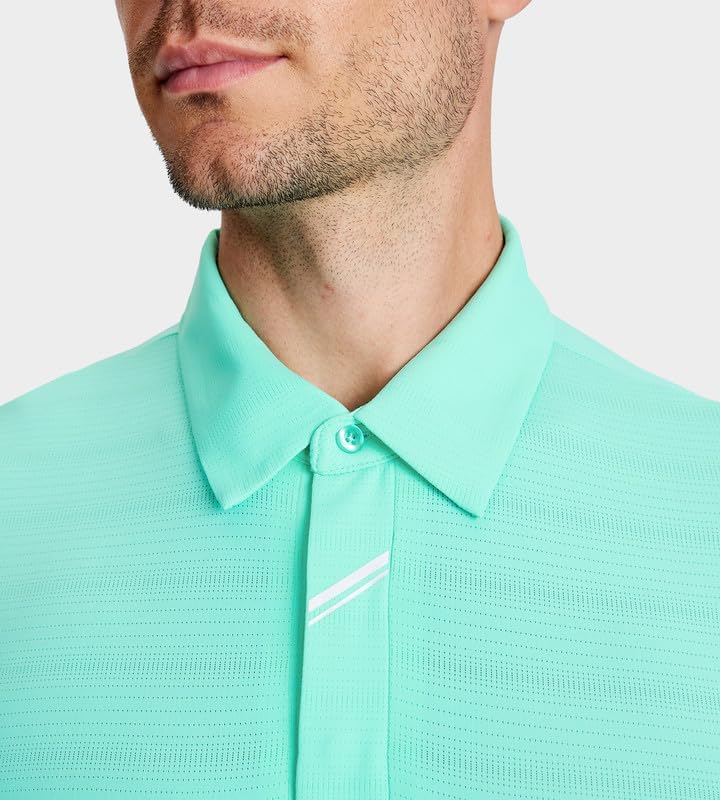 Damipow Premium Golf Shirts for Men Dry Fit Performance Polo Short Sleeve Collared Shirt