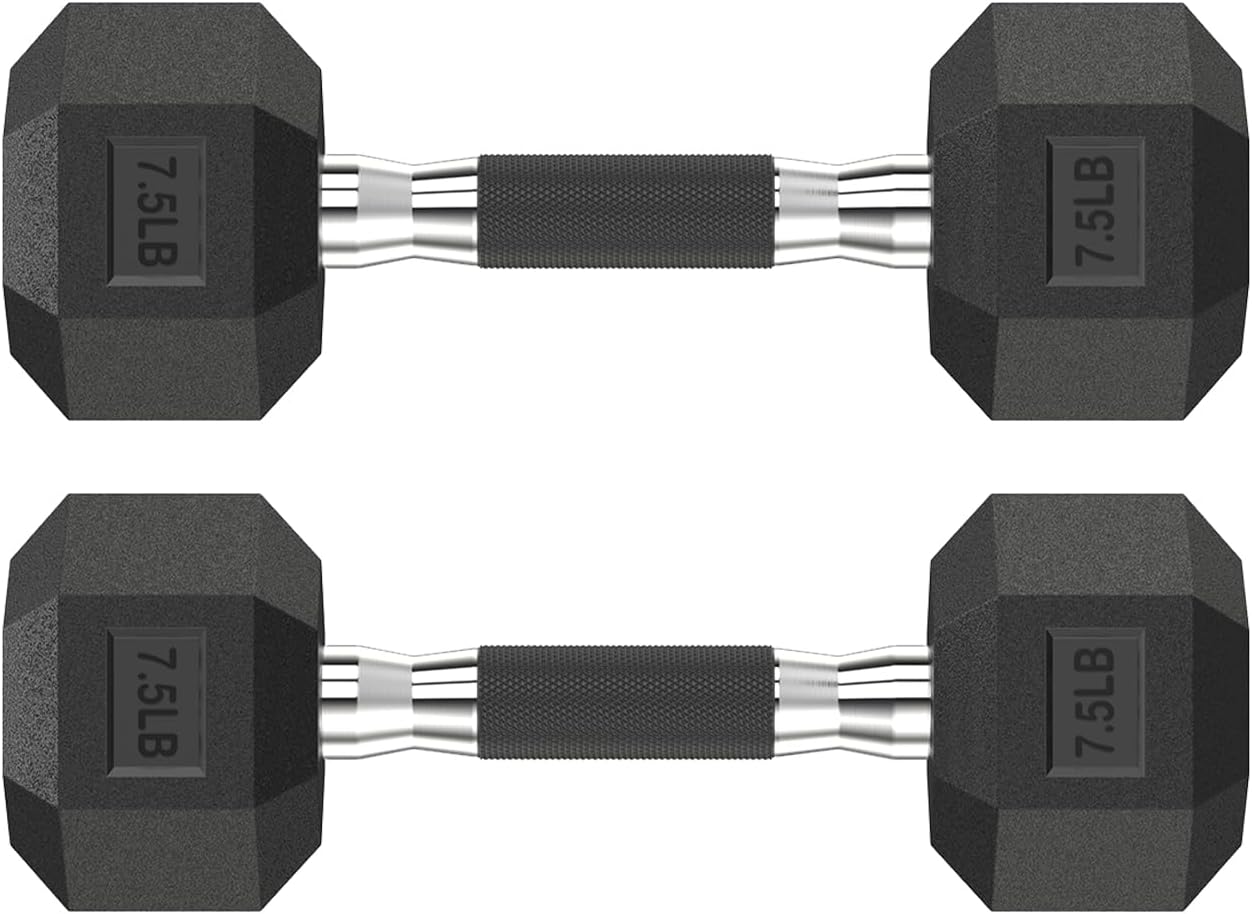Hex Dumbbell Set 2.5-400 lb, Rubber Encased Exercise & Fitness Dumbbells, Weights Dumbbells Set of 2, Hand Weight for Strength Training