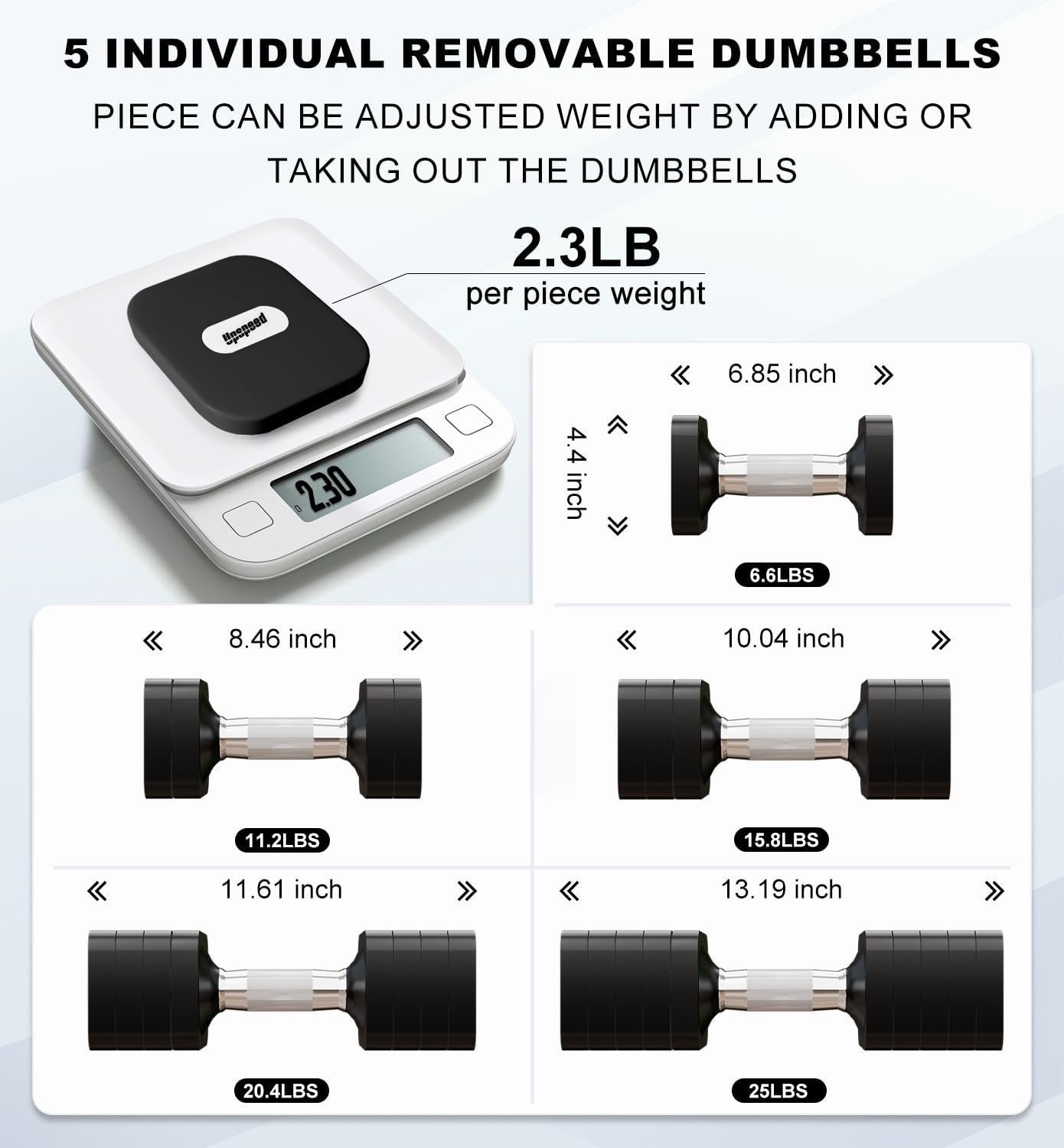 15LB 20LB 50LB Adjustable Dumbbell Set Free Weights Dumbbells Set for Women Men Hand Weights Sets Adjust Dumbbell Weight Sets for Home Gym Exercise Workout Strength Training Equipments