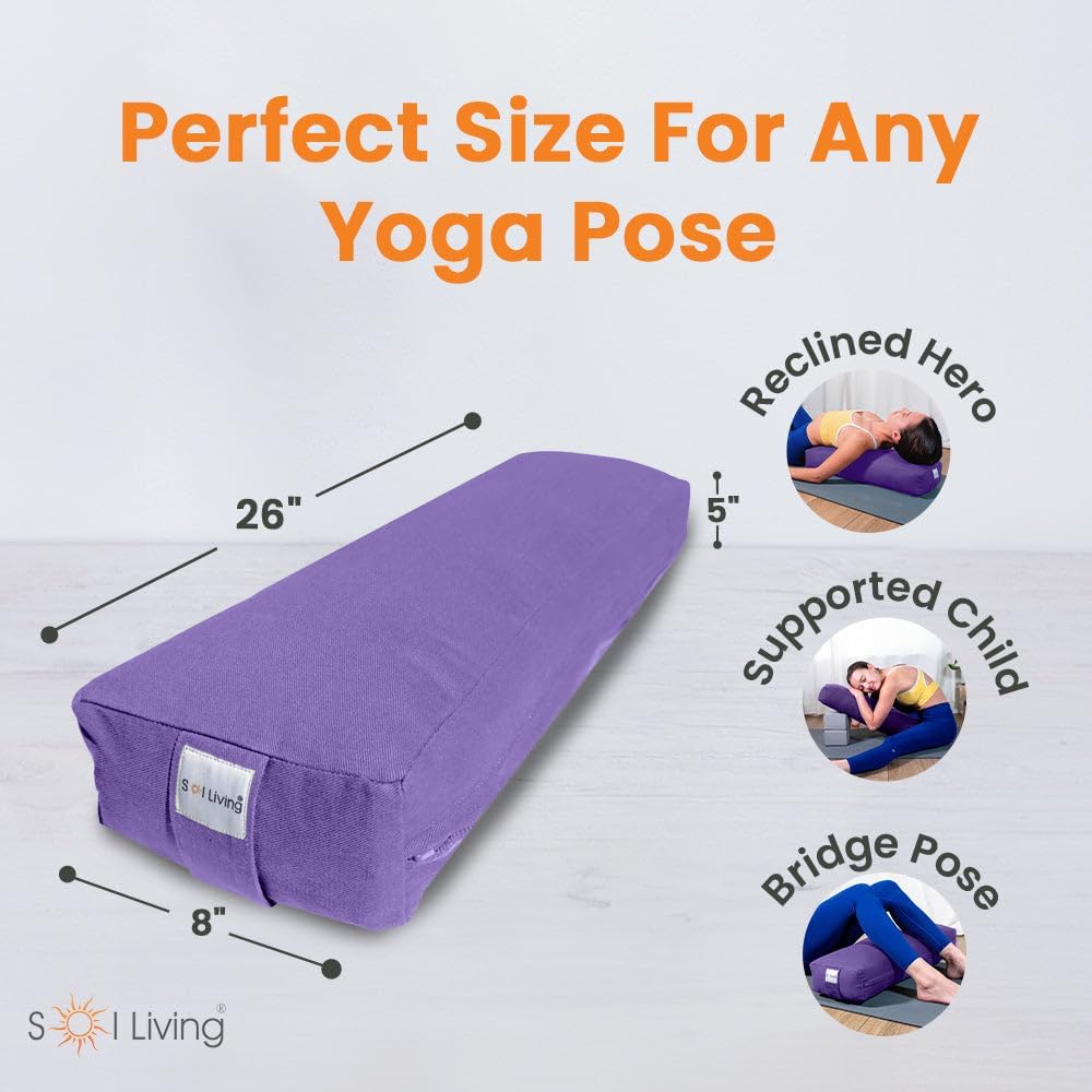 Sol Living Yoga Bolster Pillow Rectangular Meditation Cushion Cotton Meditation Accessories for Restorative Yoga Meditation Pillow Yoga Pillow Firm Body Pillow Bolster Pillow for Legs Removable Cover