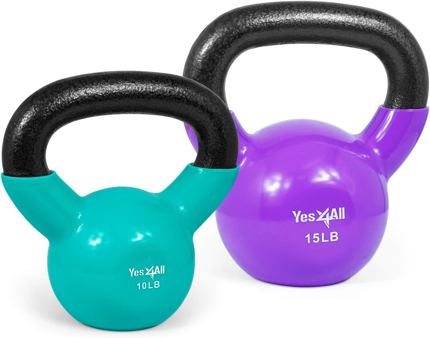 Yes4All Kettlebell Set Vinyl Coated Weights Combo for Full Body Workout Equipment Push up, Grip Strength Training, Dumbbell Weights Exercises