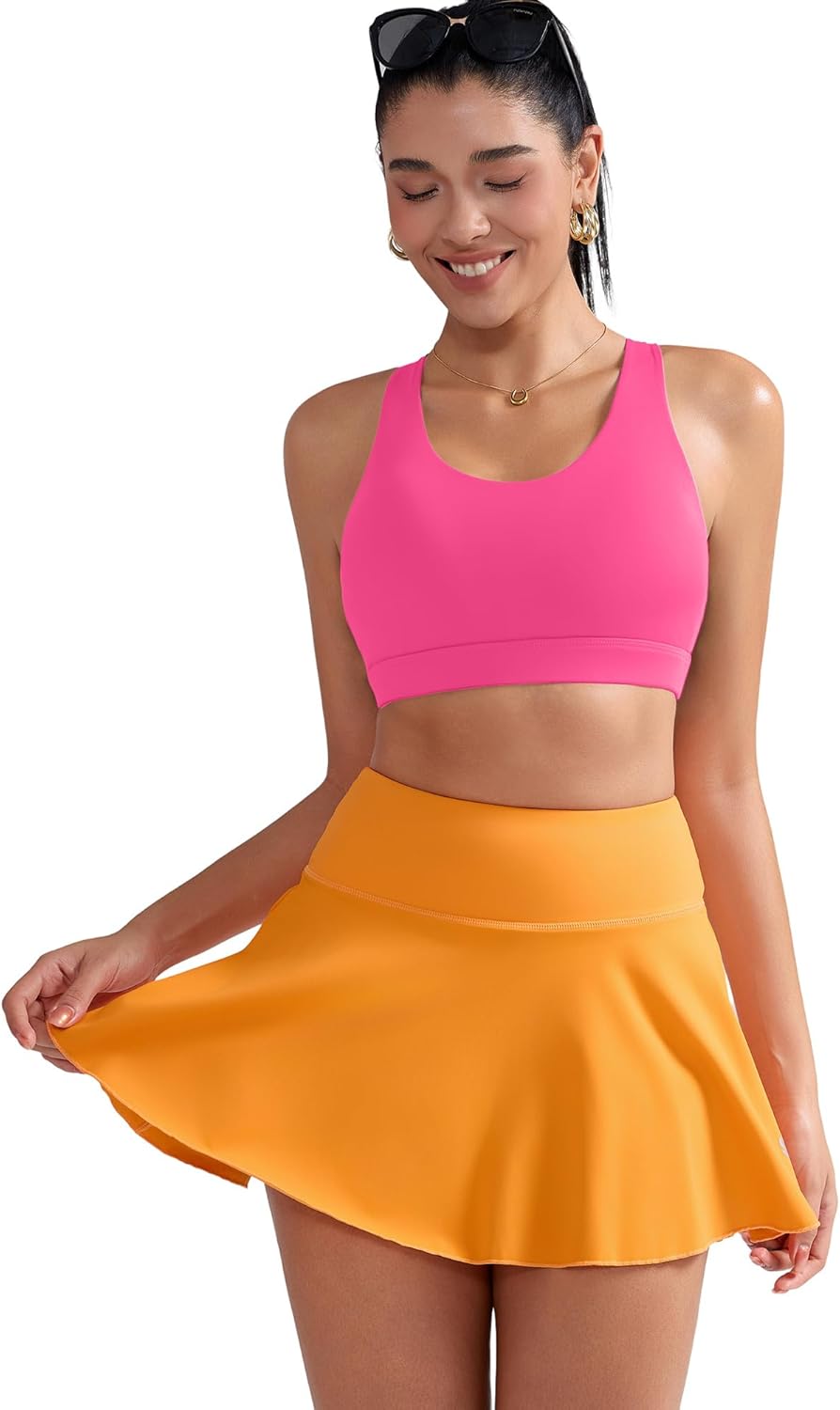 RUNNING GIRL Sports Bra for Women, Criss-Cross Back Padded Strappy Sports Bras Medium Support Yoga Bra with Removable Cups