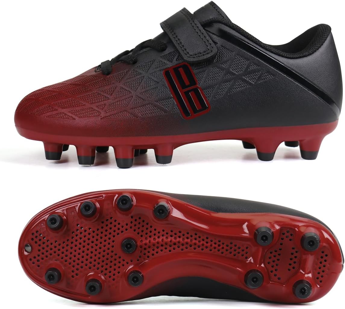 brooman Kids Firm Ground Soccer Cleats Boys Girls Athletic Outdoor Football Shoes