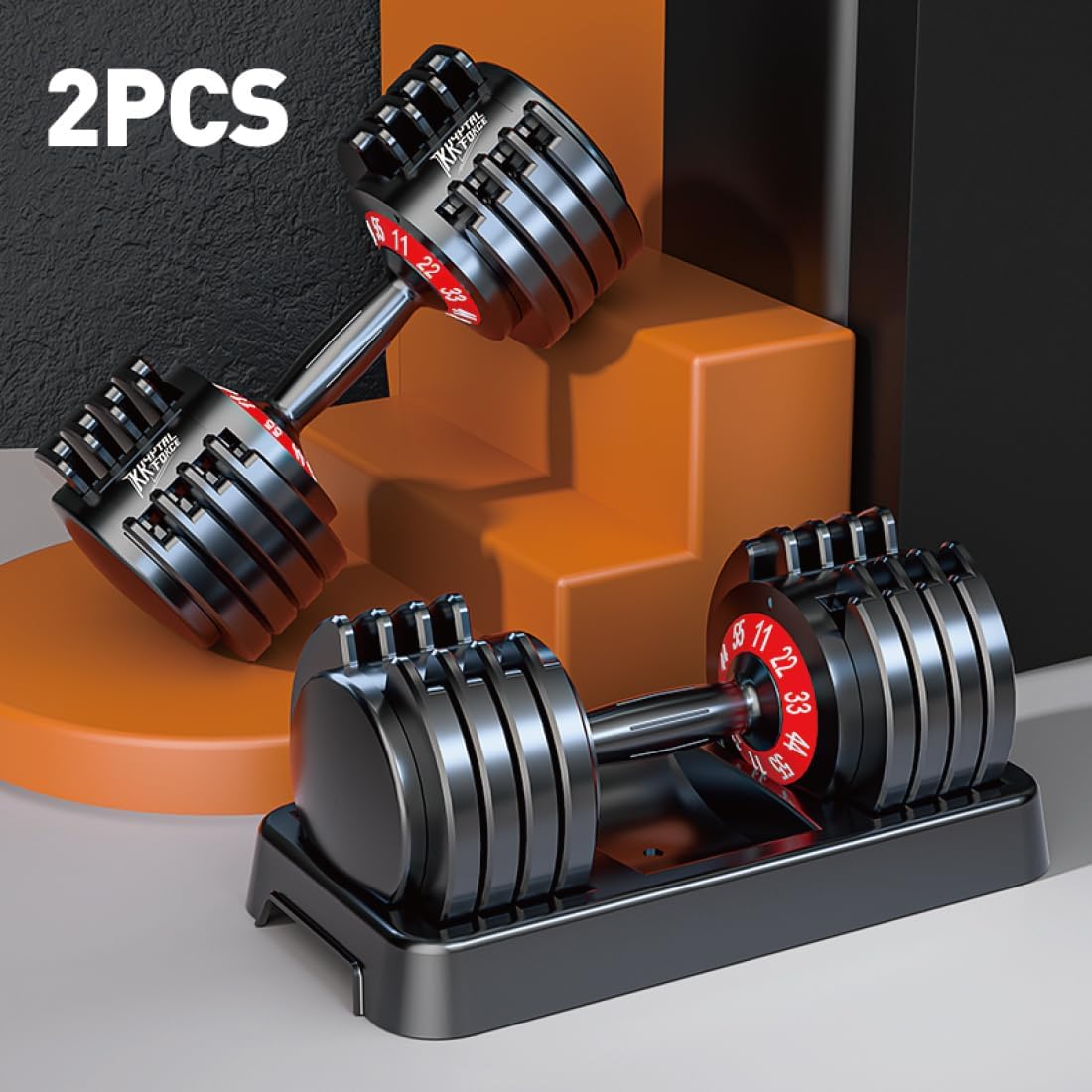 25/55lbs Adjustable Dumbbells Set, Dumbbells with Anti-Slip Metal Handle for Exercise & Fitness Fast Adjust Weight for Full Body Workout Fitness