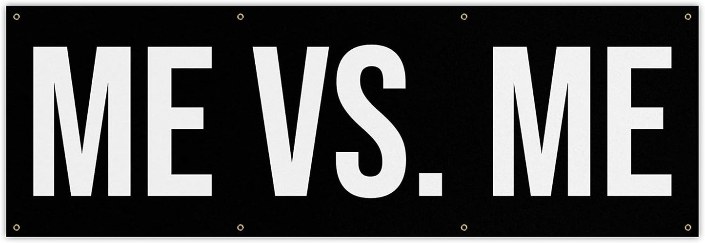 Damdekoli Me Vs Me Banner - Motivational Home Gym Decor - Large Quote Wall Art - Weightlifting - Inspirational (48 x 16 Inches)