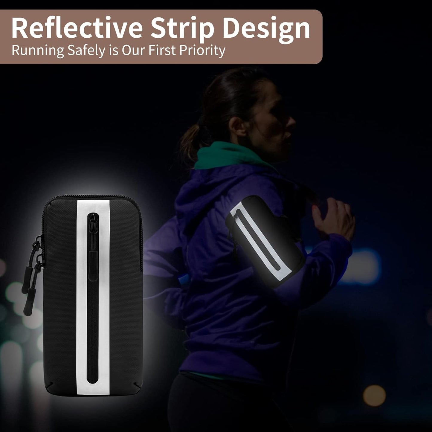 Running Phone Holder Armband, iPhone Arm Bands for Exercise, Running Arm Bands for Cell Phone, Phone Purse Cell Phone Holder for Walking (Black)