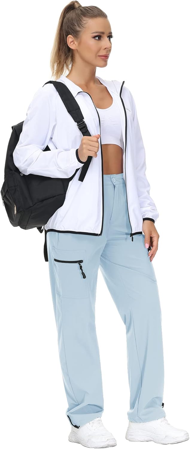 VVK Women's Hiking Cargo Pants Lightweight Quick Dry Outdoor Athletic Pants Camping Climbing Golf Zipper Pockets