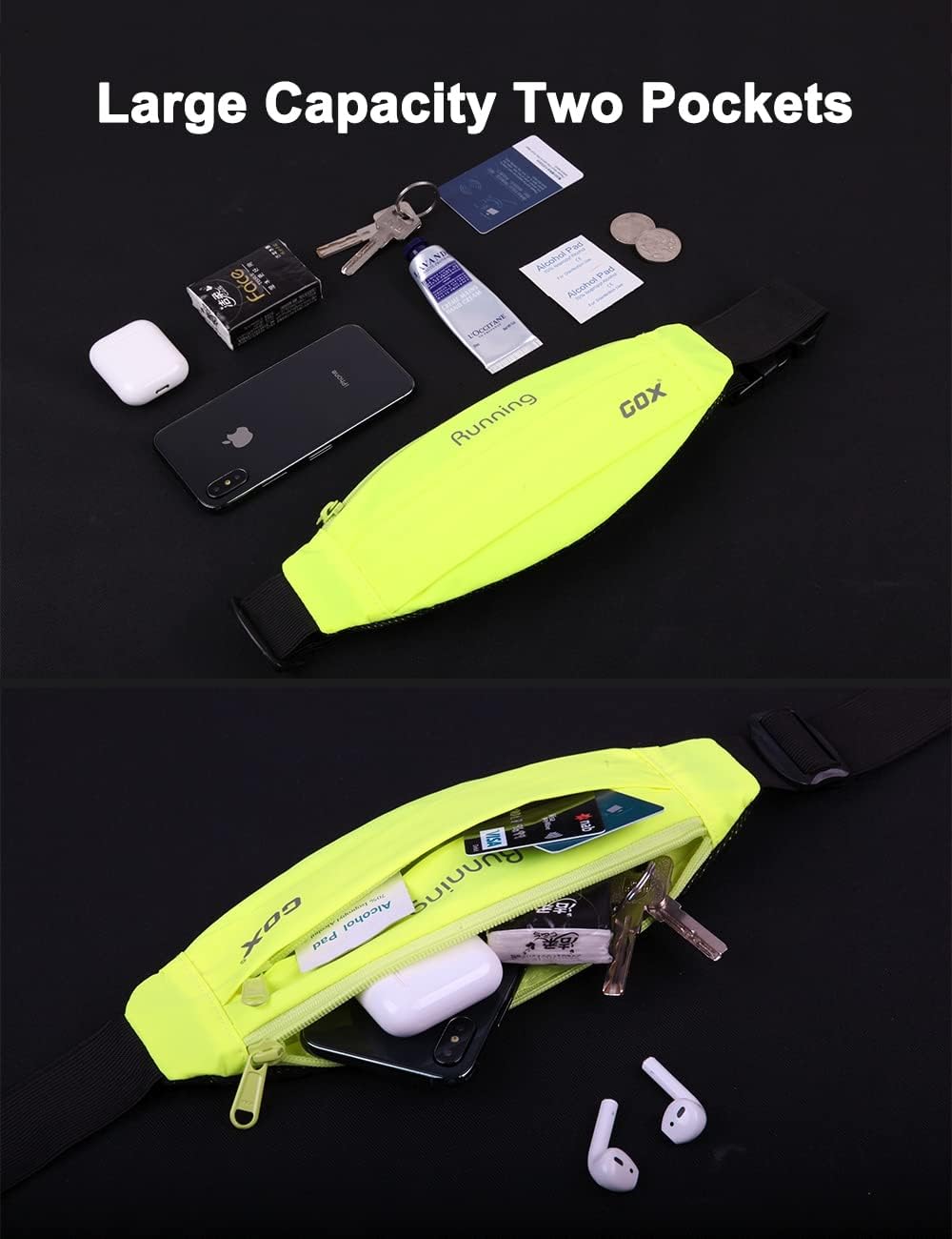 Gox Fanny Pack For Men Running Pouch Belt,Phone Holder Waist Pack Sport Hiking Walking Traveling (green)