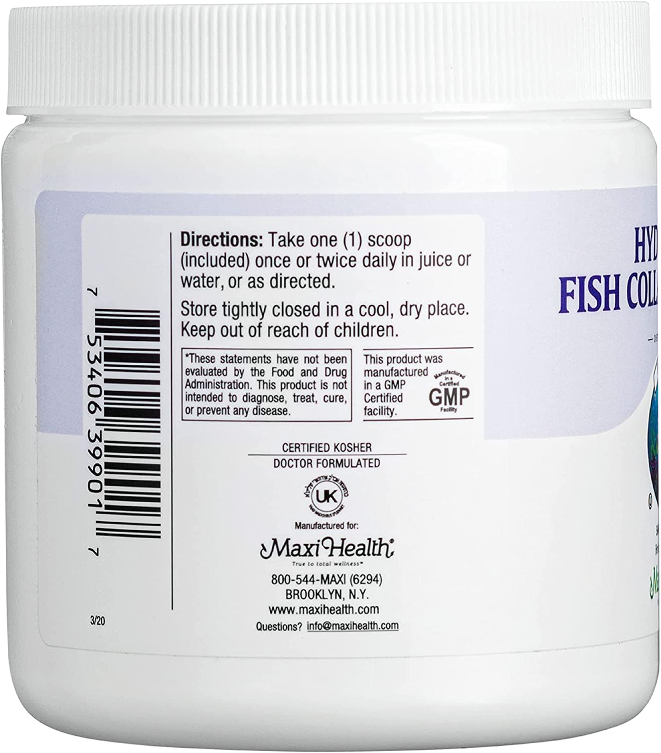 Maxi Health Collagen Peptides Powder – Type I Unflavored Marine Powder Collagen for Women & Men - Wild-Caught Protein Supplement for Joints, Skin, Hair & NailNails (10.75 oz)