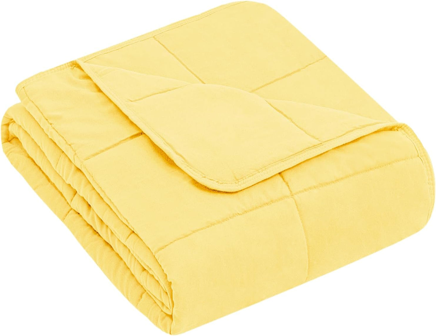 yescool Weighted Blanket (7 lbs, 41" x 60", Yellow) Cooling Heavy Blanket for Sleeping Perfect for 60-90 lbs, Breathable Blanket with Premium Glass Bead, Machine Washable