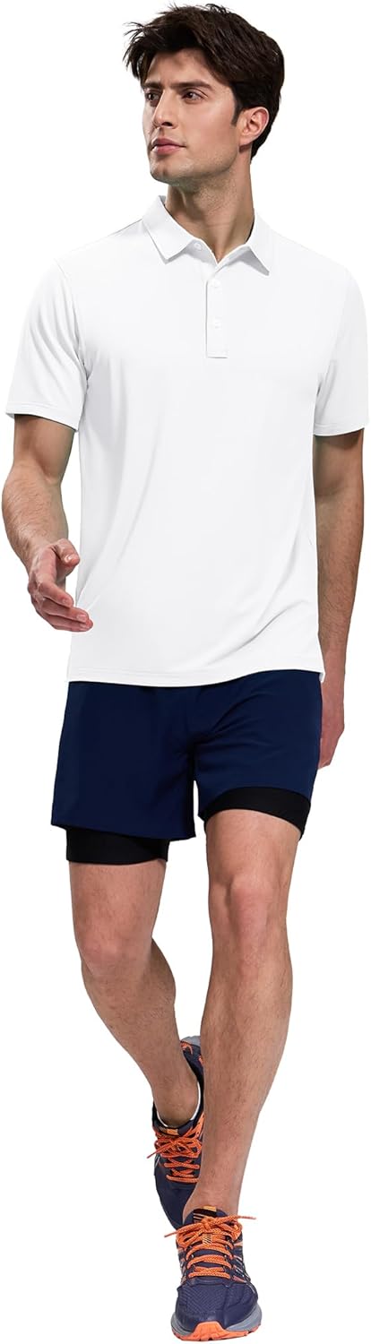 MIER Polo Shirts for Men Short Sleeve Dry Fit Performance Golf Tennis Active Collared Shirts, UPF 50+ Sun Protection