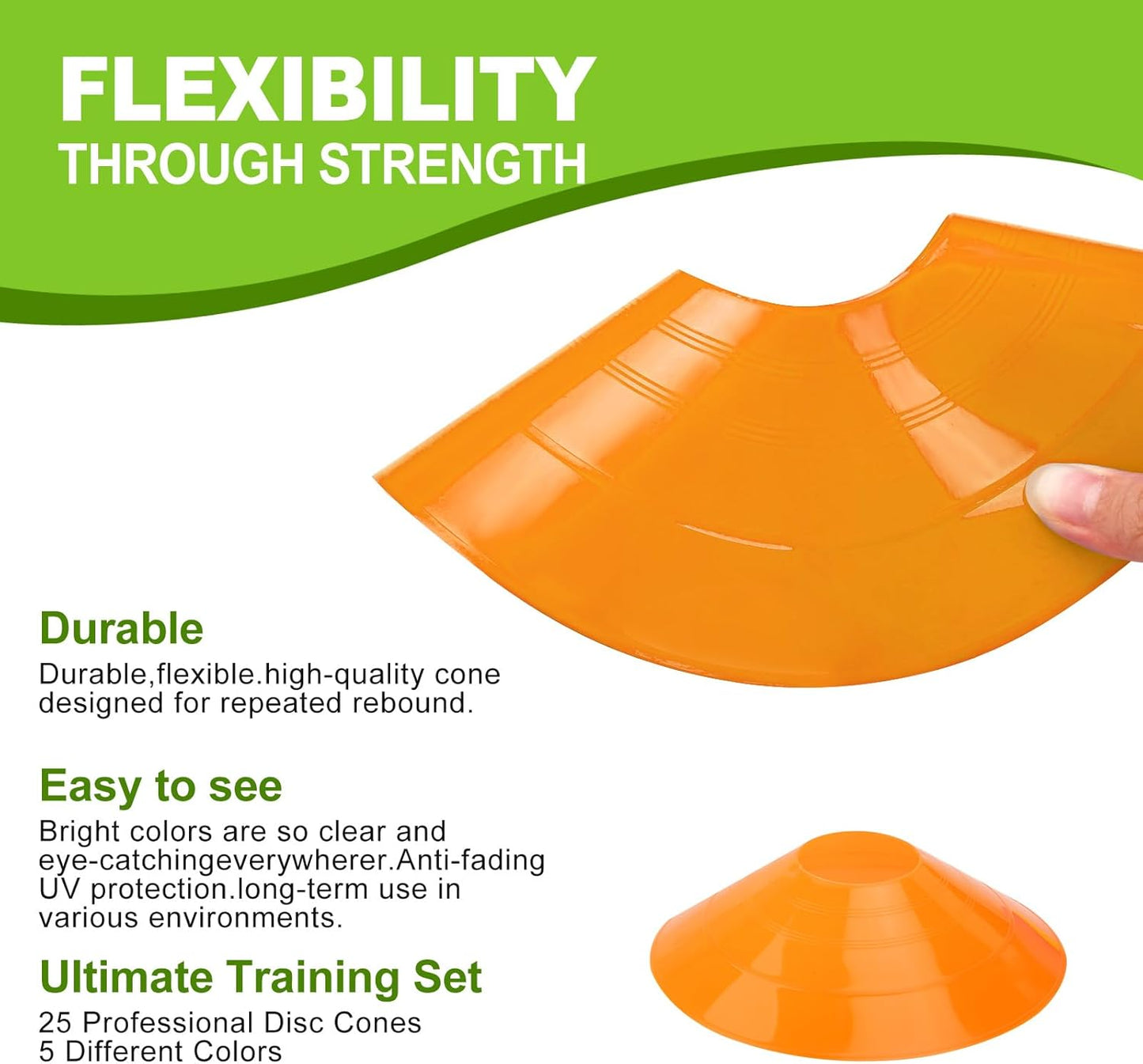 Ashsajkd(Set of 25/50/100 - Agility Soccer Cones with Carry Bag and for ， Football Cones for TrainingFootball, Basketball, Coaching, Agility Cones for Indoor and Outdoor Games