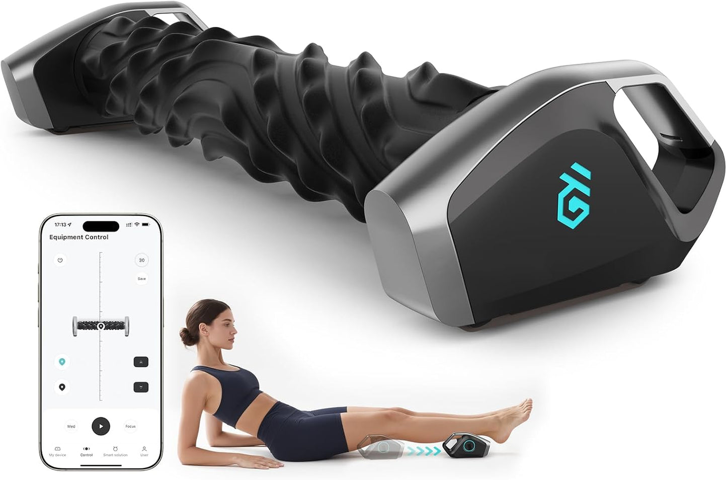 Smart Massager Roller – Deep Tissue Electric Massager with App Controlled, Auto Rolling for Muscle Massage and Myofascial Trigger Point Release, Compact & Rechargeable Design