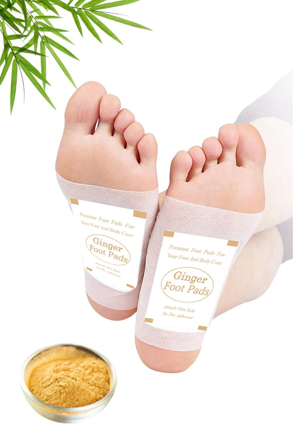 Foot Pads - 60Pads Pure Natural Ginger Powde Bamboo Vinegar Pads, Goodnight Foot Pads for Travel or Home Use