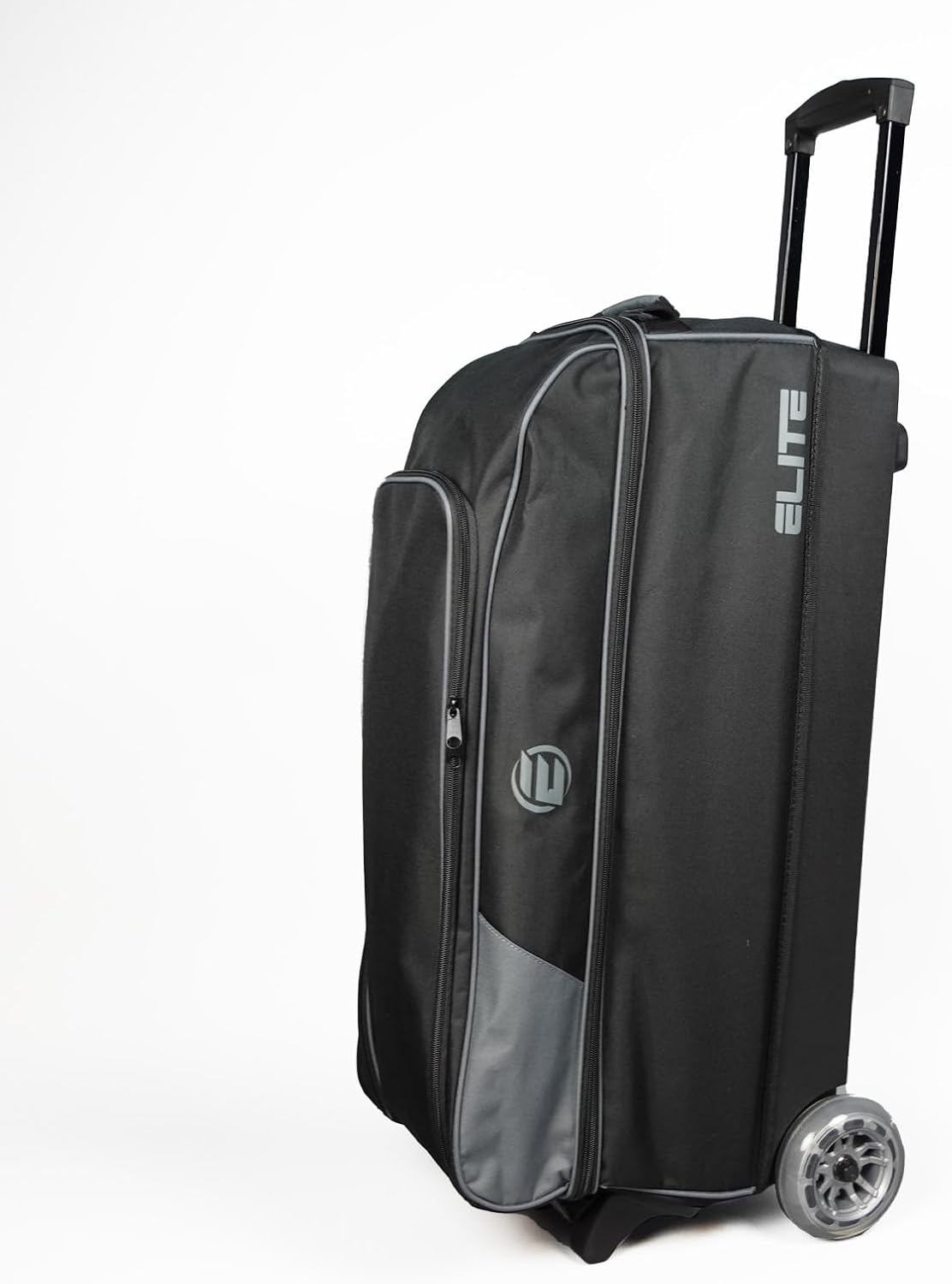 ELITE Basic Triple Roller Black Bowling Bag - 3 Ball Roller, Fits 2 Pairs of Size 15 Shoes, Air Travel-Friendly