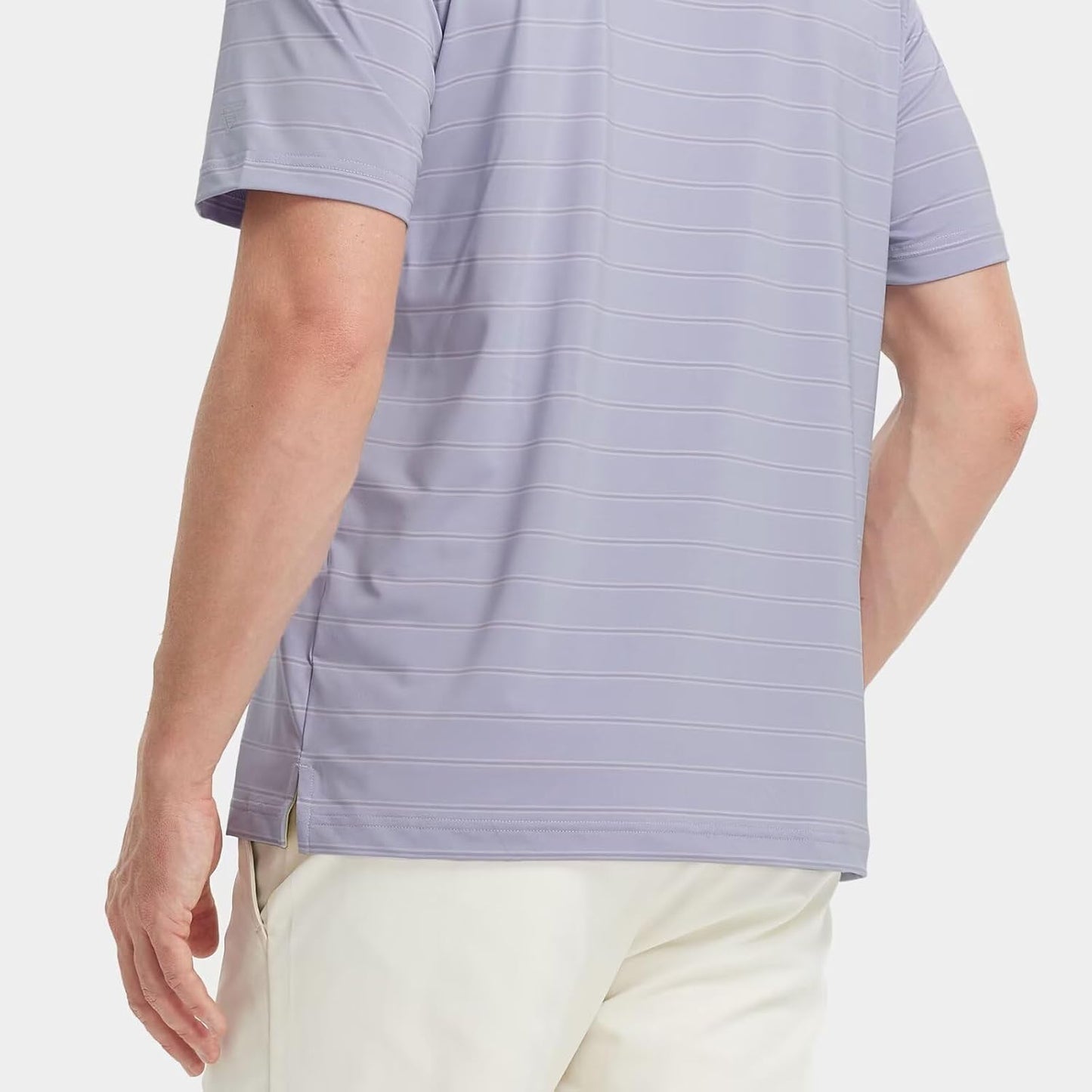 M MAELREG Golf Shirts for Men Moisture Wicking Striped Polo Performance Dry Fit Business Sports Mens Polo Shirts Short Sleeve