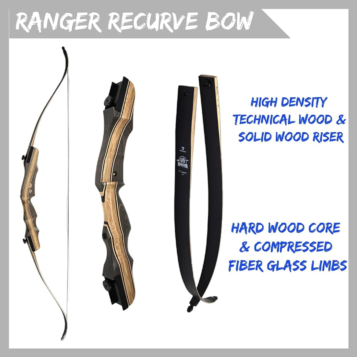 DEERACE Takedown Recurve Bow and Arrow Set 62" Classic Traditional Wooden Bow for Adults Youth Beginner Hunting Targeting Archery