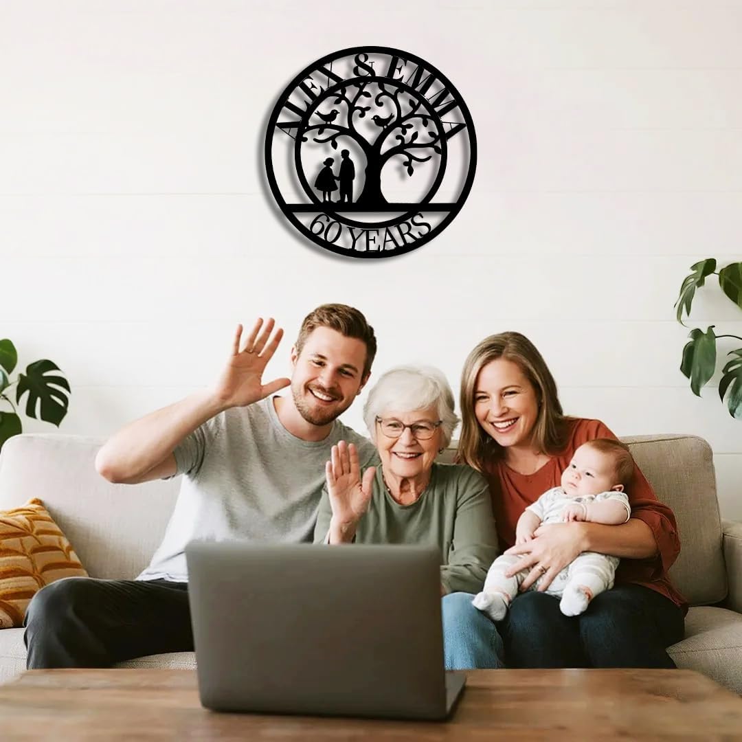 Tree of Life Metal Name Sign | Custom Metal Signs | Personalized Wall Art | Wedding Gift Indoor Decor Gift for Women, Men, Wife, Parents, Couple