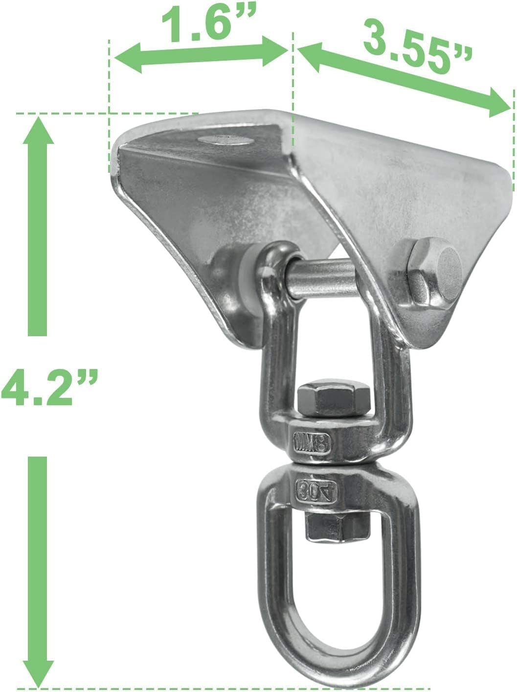 Yes4All Punching Bag Hanger, Stainless Steel Swivel Chain with 4 Snap Hooks for Heavy Bag, Gym Swing, Trapeze, and Hammock