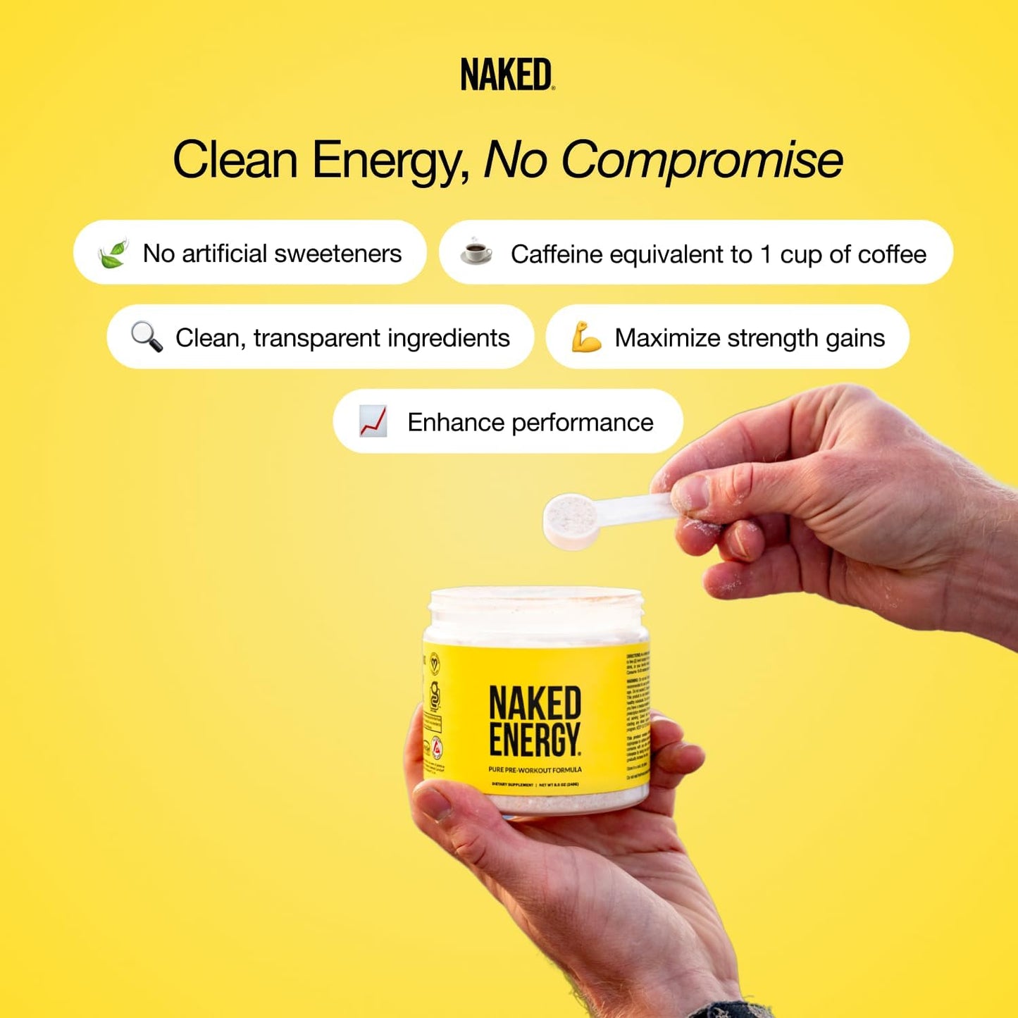 NAKED Citrus Energy - Citrus Flavored Clean Pre Workout Supplement for Men and Women, Vegan Friendly, No Added Sweeteners, Colors Or Flavors - 30 Servings