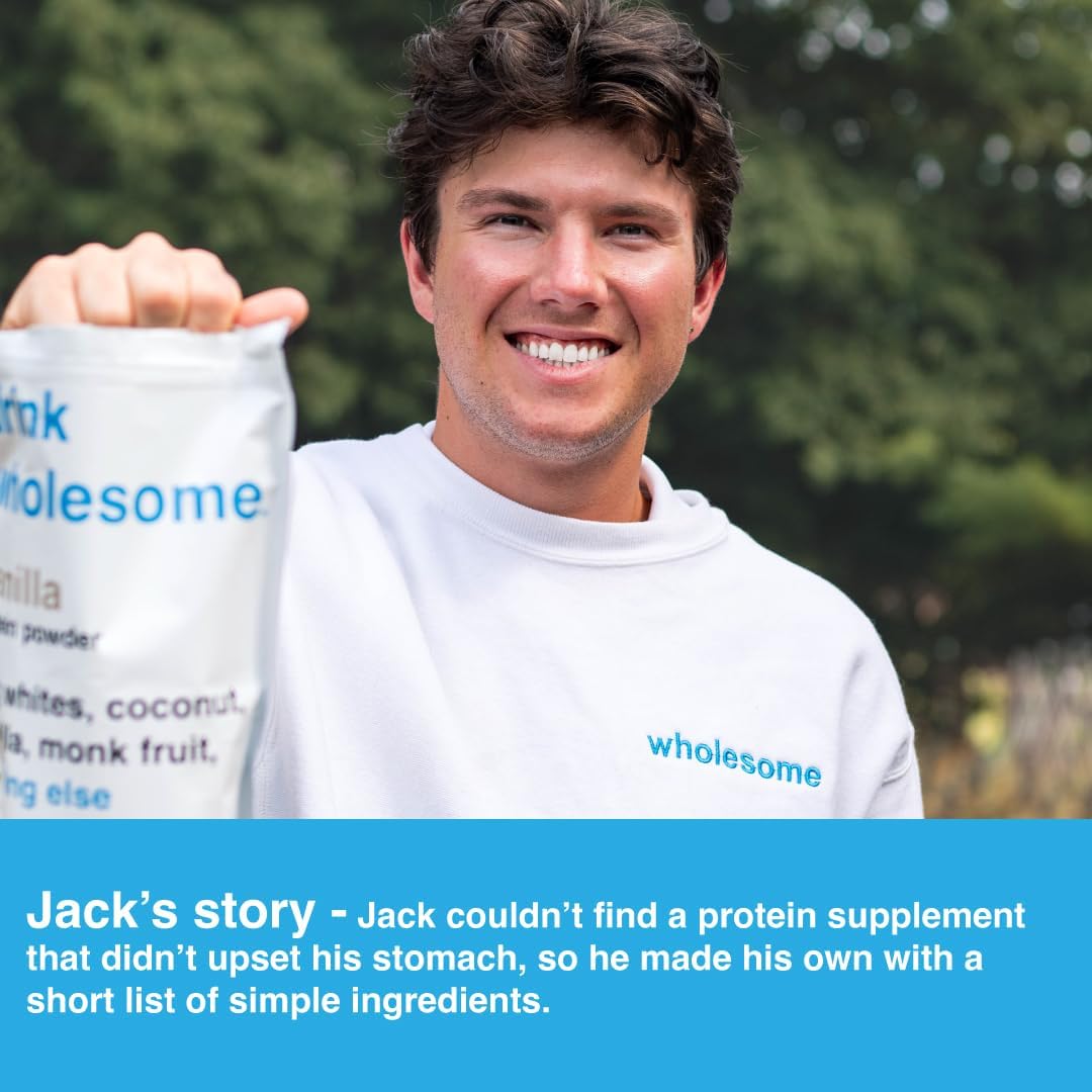 drink wholesome Vegan Vanilla Almond Protein Powder | for Sensitive Stomachs | Additive & Dairy Free | No Artificial Sweeteners | No Bloating, Farts or Gas | No Constipation or Diarrhea