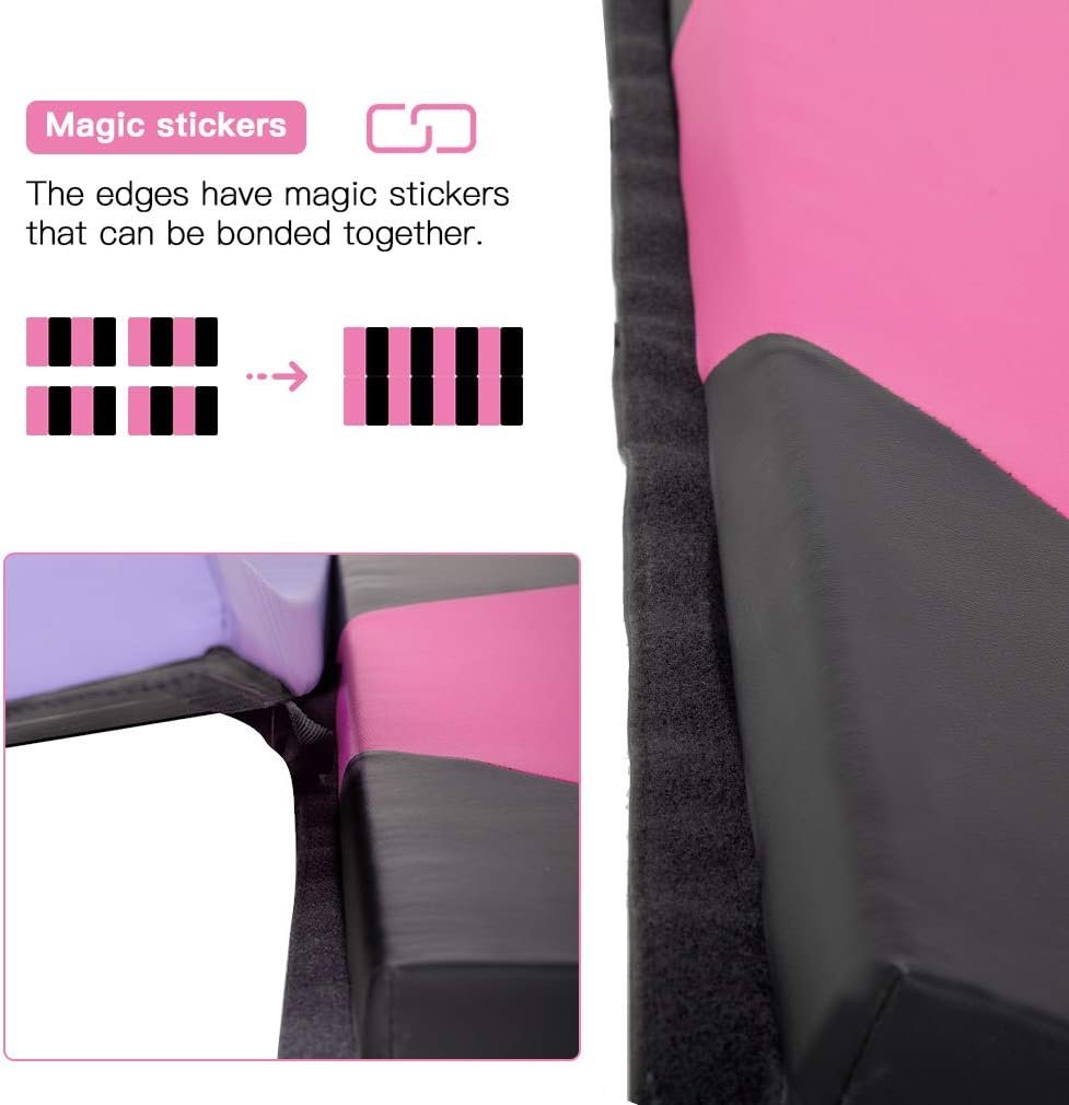 Gymnastics Tumbling Mats Portable Gymnastics Mat Foldable Tumbling Mat 2'x6'/4'x8' PU Leather Exercise Mat Yoga Mat with Carrying Handles for home Workout outdoor Yoga Gymnastics