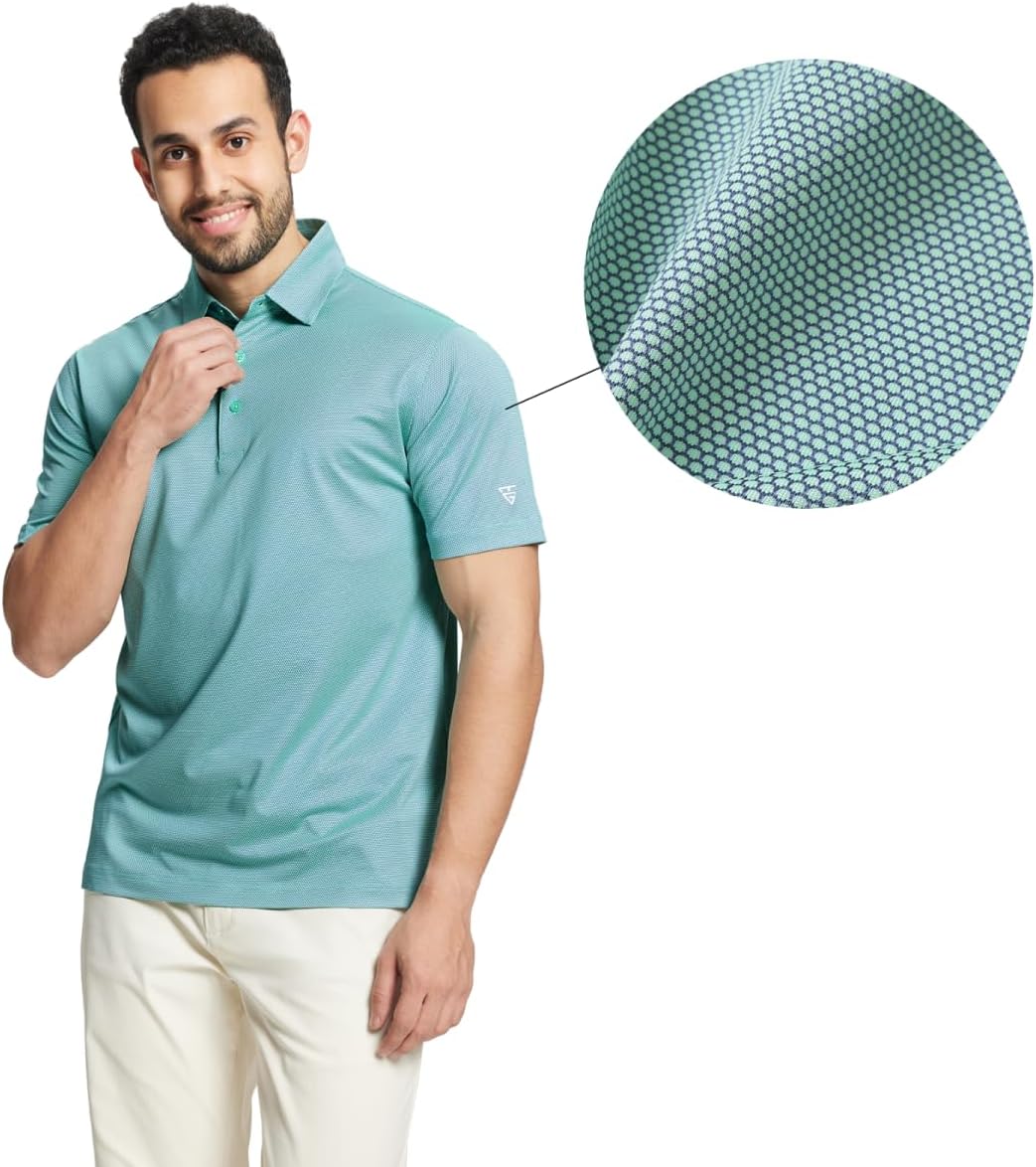 M MAELREG Golf Shirts for Men Dry fit Sports Jacquard Lightweight Performance Texture Short Sleeve Collared Polo Shirts