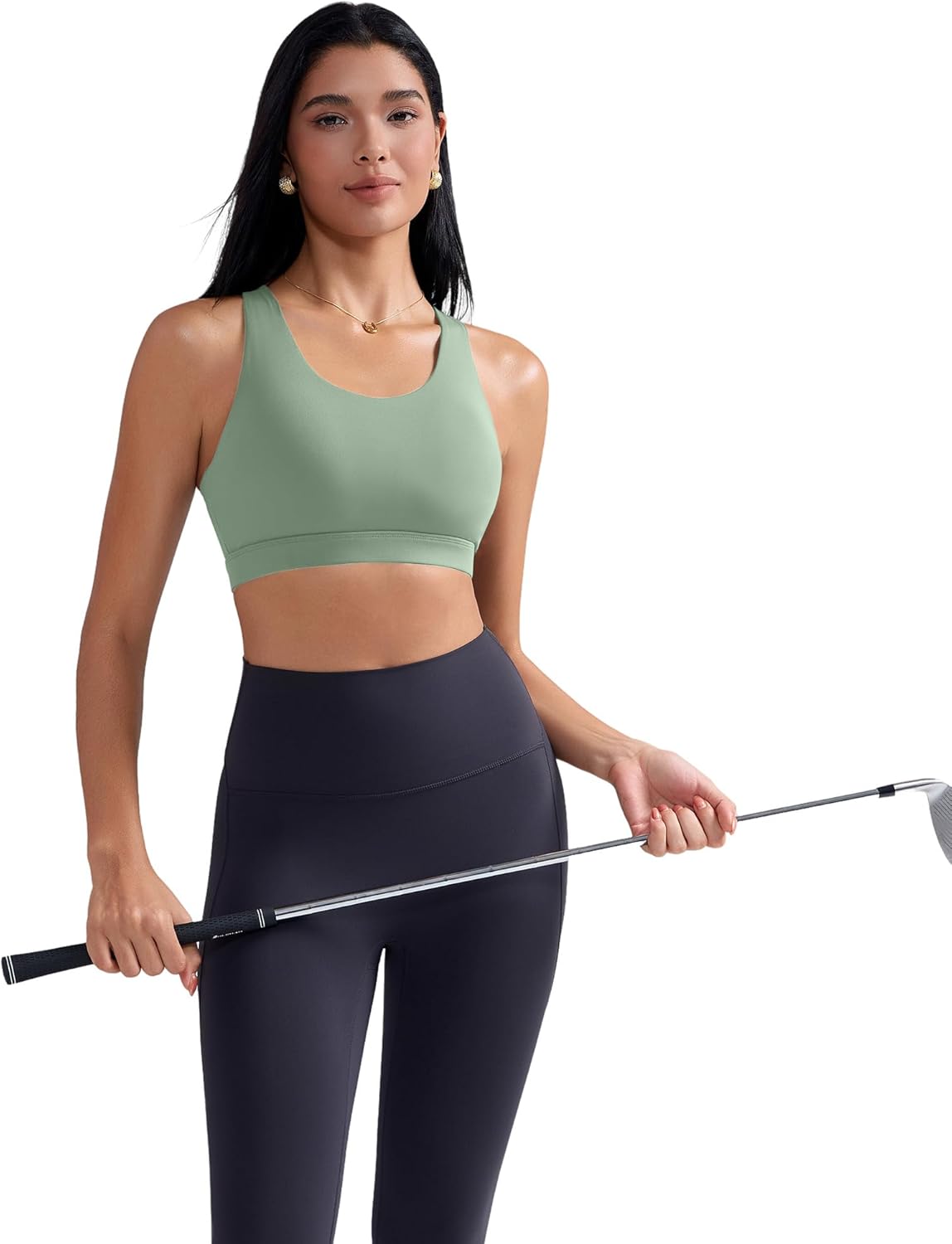 RUNNING GIRL Sports Bra for Women, Criss-Cross Back Padded Strappy Sports Bras Medium Support Yoga Bra with Removable Cups