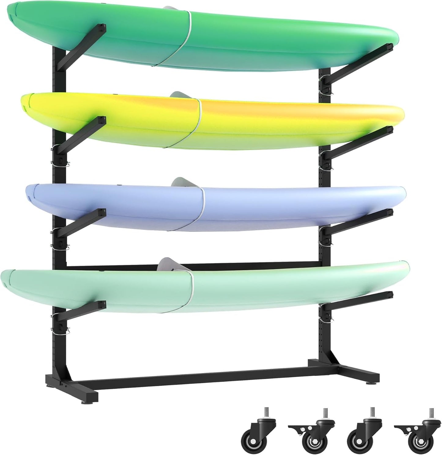 Kayak Storage Rack, Heavy Duty Kayak Stand Canoe Rack with Wheels, Freestanding Kayak Holder Stand for Kayaks, Canoes, Surfboard, Paddleboard Storage