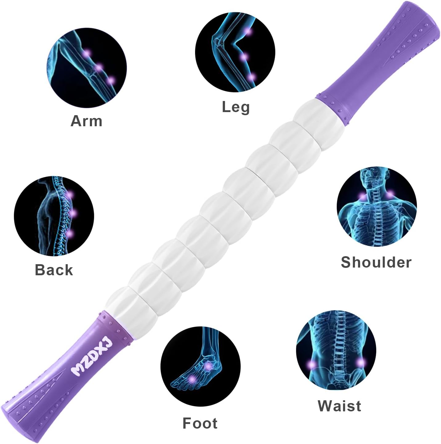 Muscle Roller Stick, Massage Stick for Full Body Relaxation, Relieves Muscle Soreness, Tension, Stiffness, for Shoulders, Neck, Back, Legs, Arms, Deep Tissue Massager(Purple)