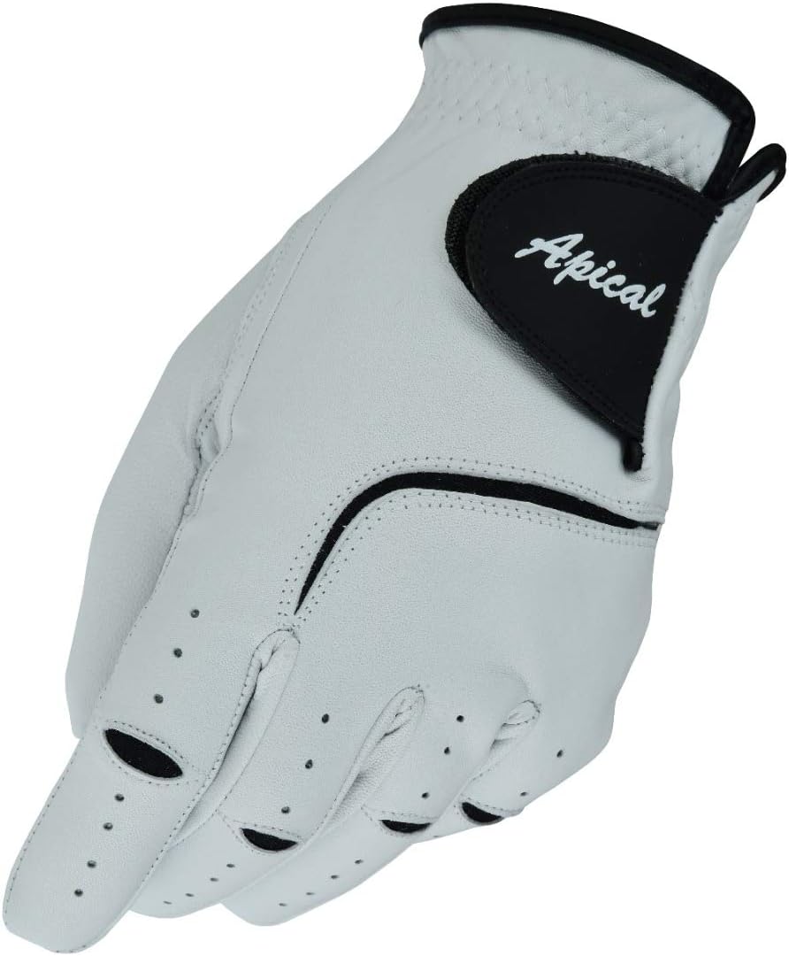 Apical Premium Leather Golf Glove Stable Grip Mens Golf Gloves Durable Value Pack (Pack of 3) Genuine Cabretta Leather Golf Gloves Men Left Hand (Regular Sizes)