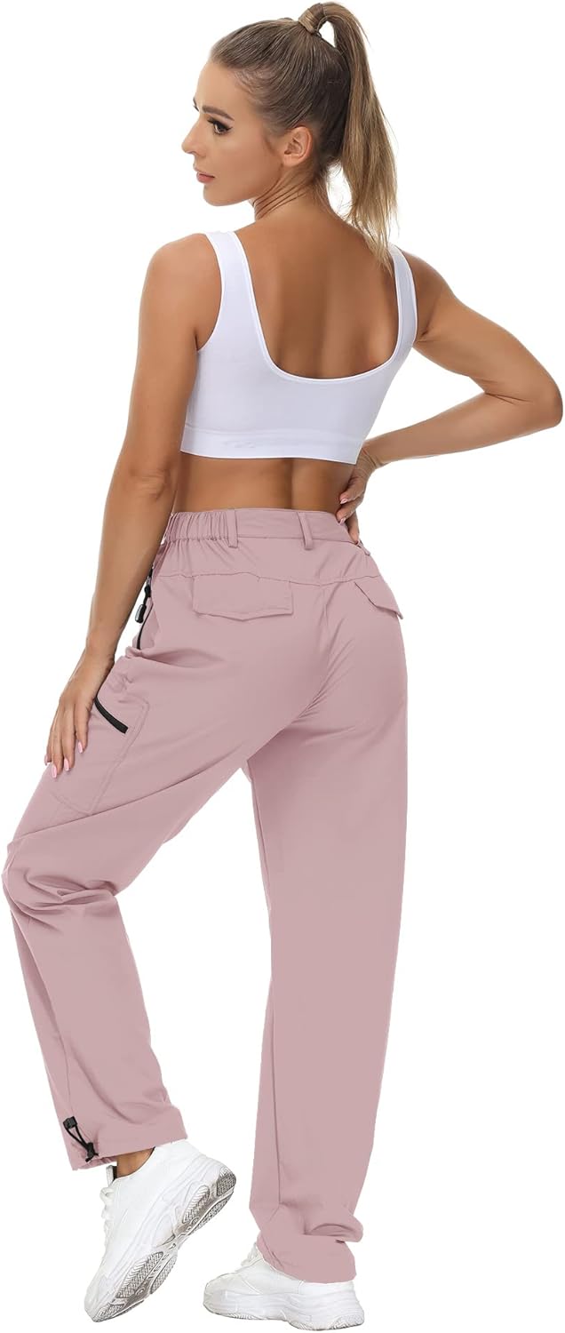 VVK Women's Hiking Cargo Pants Lightweight Quick Dry Outdoor Athletic Pants Camping Climbing Golf Zipper Pockets