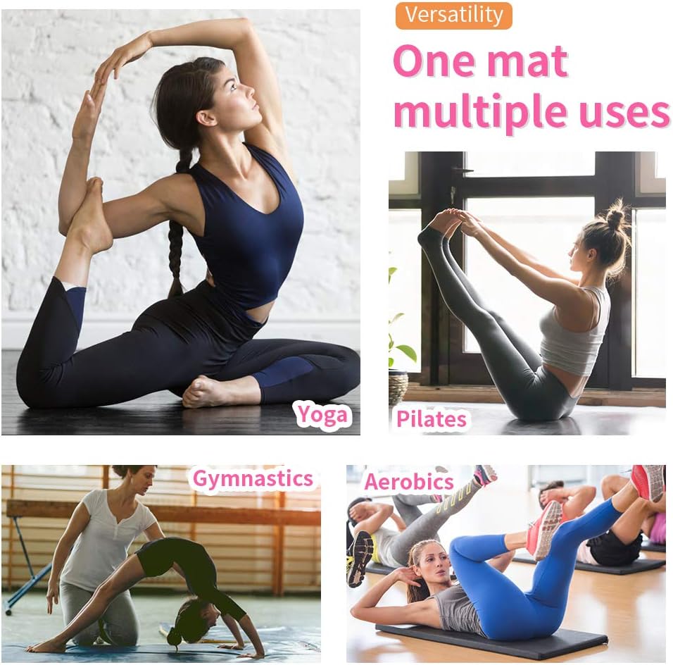 Gymnastics Tumbling Mats Portable Gymnastics Mat Foldable Tumbling Mat 2'x6'/4'x8' PU Leather Exercise Mat Yoga Mat with Carrying Handles for home Workout outdoor Yoga Gymnastics