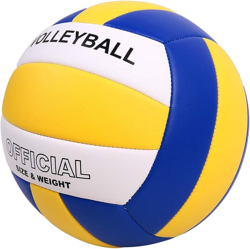 Volleyball Size 5 PU Leather Soft Indoor Outdoor Volleyballs Sports Training Game Play Ball for Beginner, Teenager, Adult, 8.2