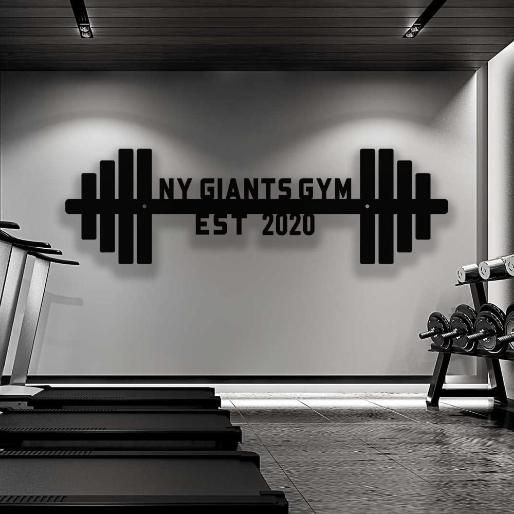 Gym Metal Sign Custom Name Workout Room Decor, Motivational Fitness Powerlifting Wall Art, Home Garage Center Personalized Gift for Women, Men, Dad, Papa, Grandpa, Mother, Sister, Girls, Steel