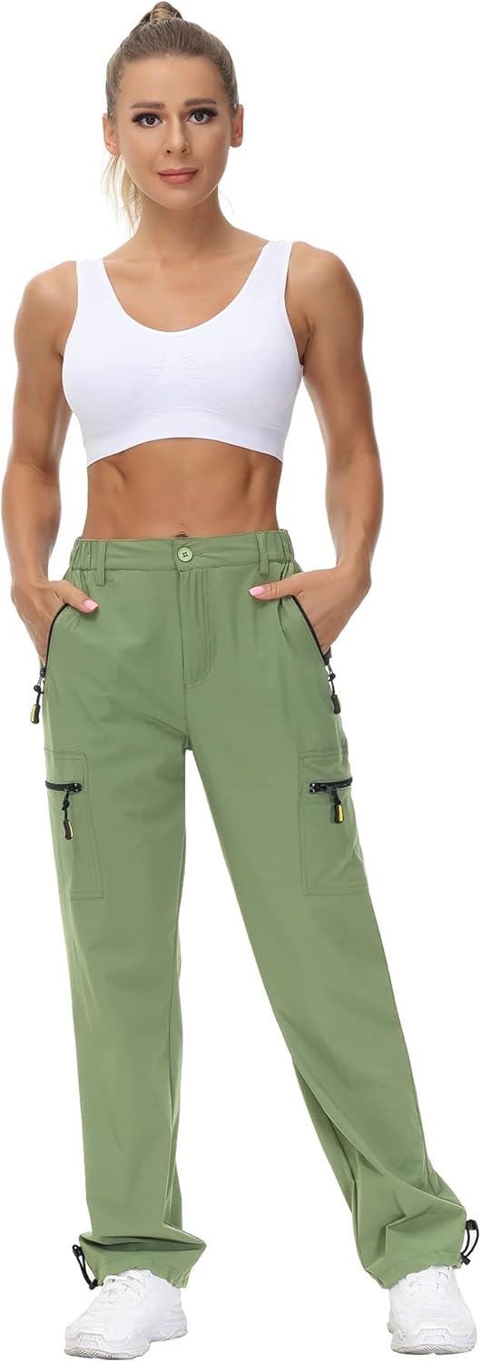 VVK Women's Hiking Cargo Pants Lightweight Quick Dry Outdoor Athletic Pants Camping Climbing Golf Zipper Pockets