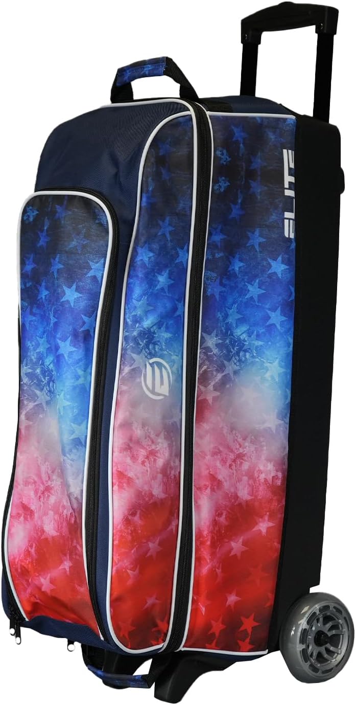 ELITE Basic Triple Roller Black Bowling Bag - 3 Ball Roller, Fits 2 Pairs of Size 15 Shoes, Air Travel-Friendly