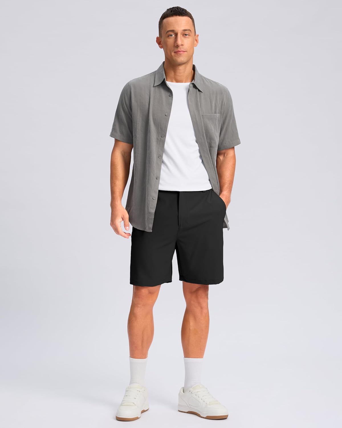 Pudolla Men's Casual Shorts 7"/9" Lightweight Golf Shorts with 3 Pockets Stretch Quick Dry Comfy Work Shorts