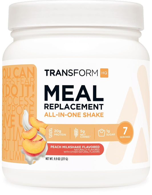 TransformHQ Meal Replacement Shake Powder 7 Servings (Peach Milkshake Flavored) - Gluten Free, GMO Free