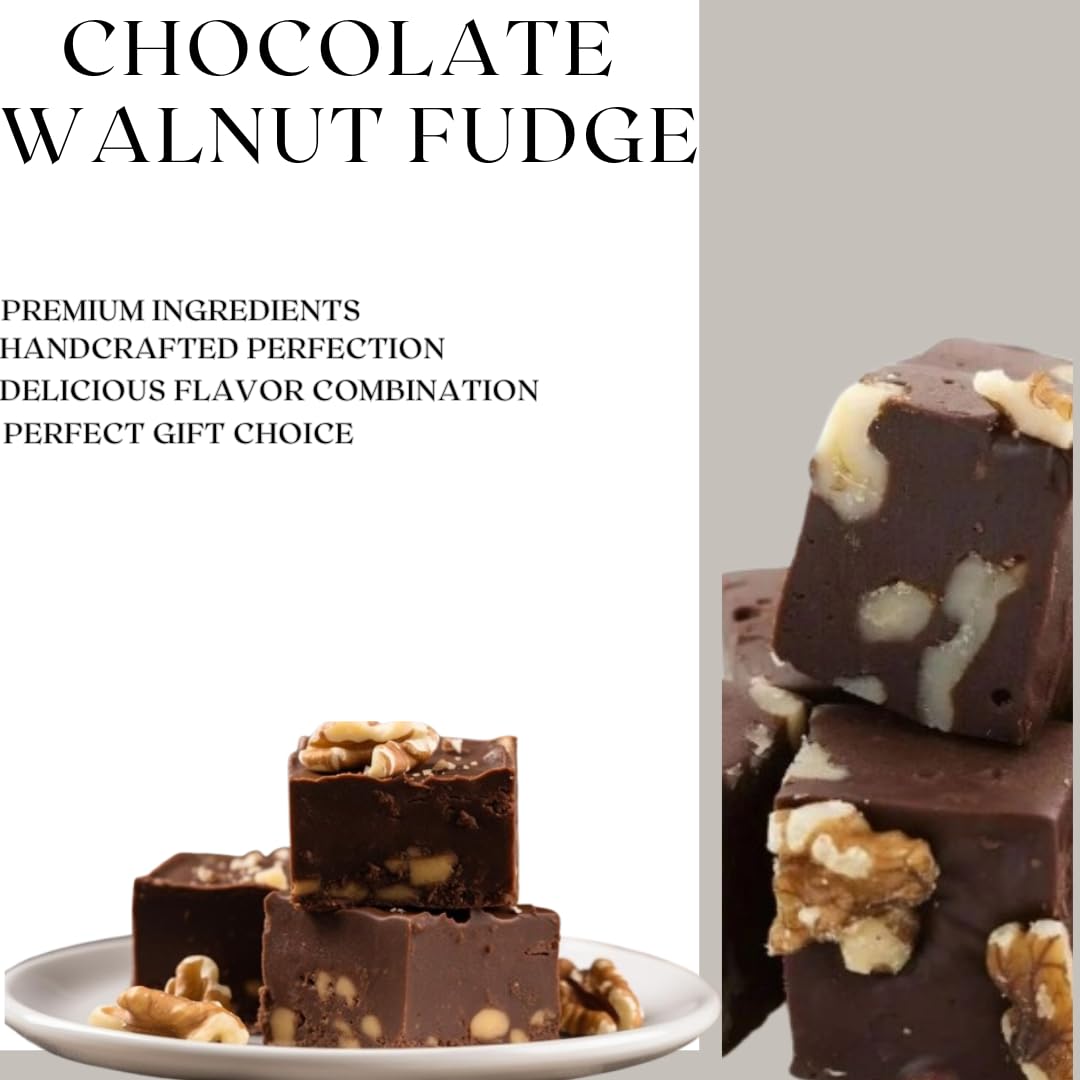 Nuts To You 6.6 Oz. Sugar Free Smooth Creamy Chocolate Walnut Fudge | Fresh Gourmet Candy | Decadent and Delicious Handcrafted Fudge