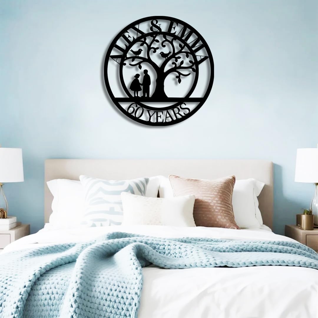 Tree of Life Metal Name Sign | Custom Metal Signs | Personalized Wall Art | Wedding Gift Indoor Decor Gift for Women, Men, Wife, Parents, Couple