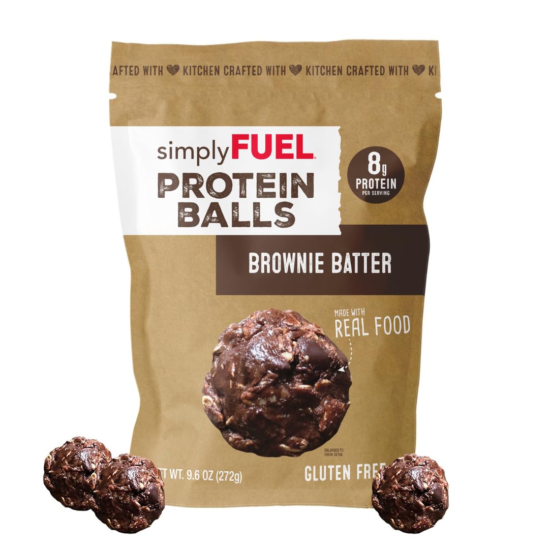simplyFUEL Whole Food Protein Balls with Probiotics - Brownie Batter Snacks - 8g Protein Snack - Gluten Free Energy Balls