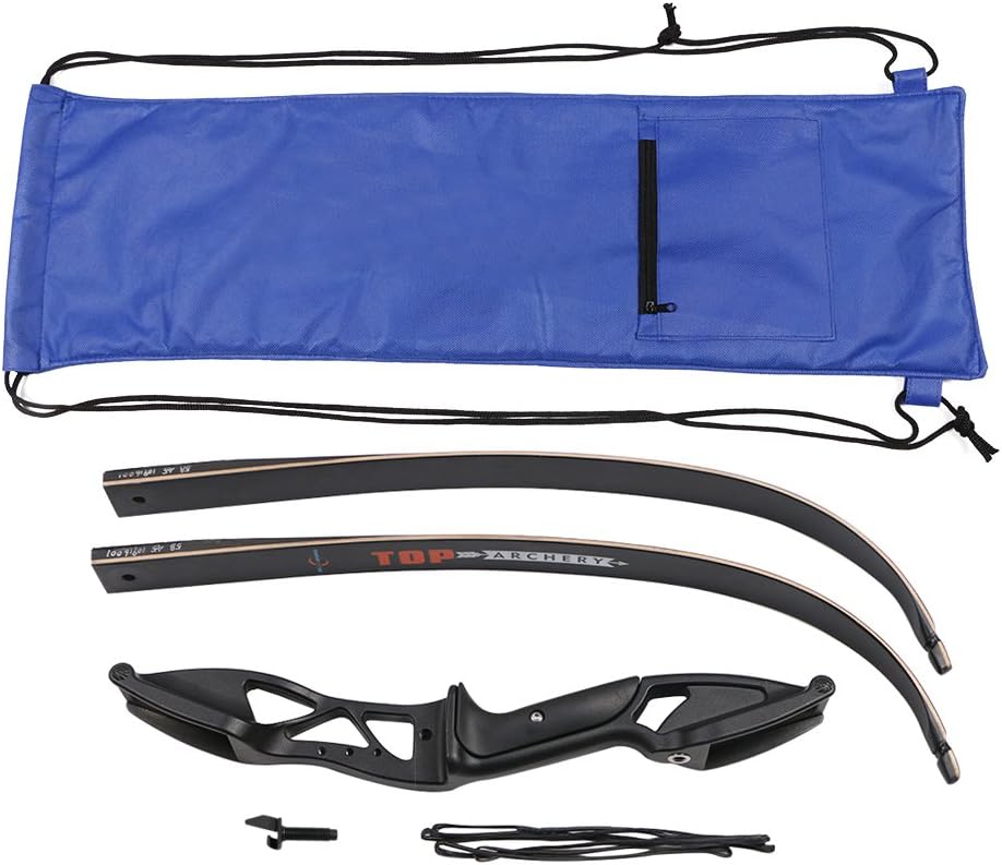 TOPARCHERY Archery 56" Takedown Hunting Recurve Bow Metal Riser Right Hand Black Longbow