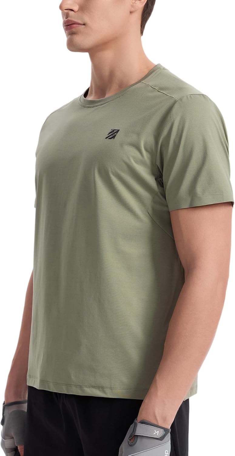 Mens Seamless Workout T-Shirts Lightweight Moisture Wicking Running Hiking Camping Tennis Pickleball Shirts for Men