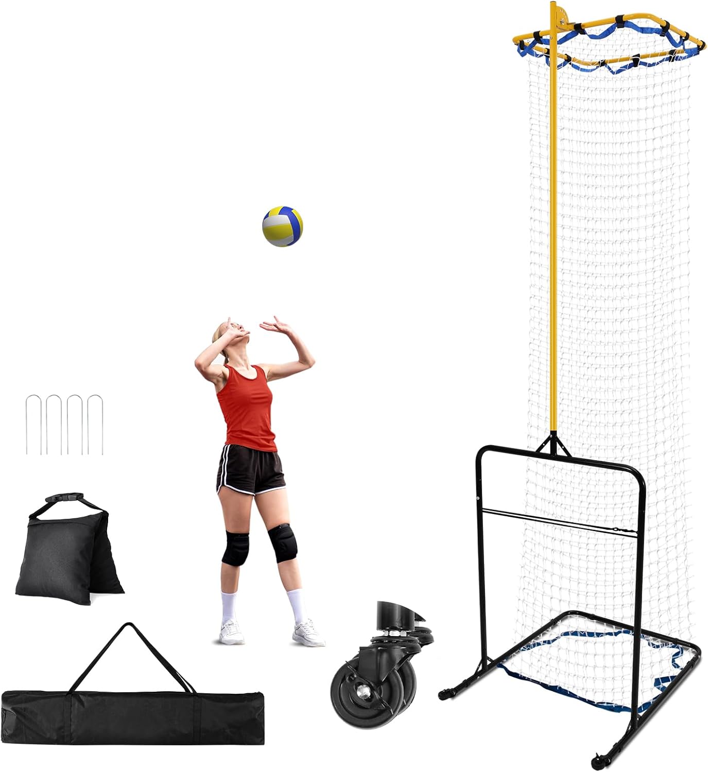 Volleyball Setter Training Equipment 8 Adjustable Heights,Sturdy and Durable 130inch Volleyball Setter Training Net 6 Adjustable Angles for Indoor and Outdoor Training