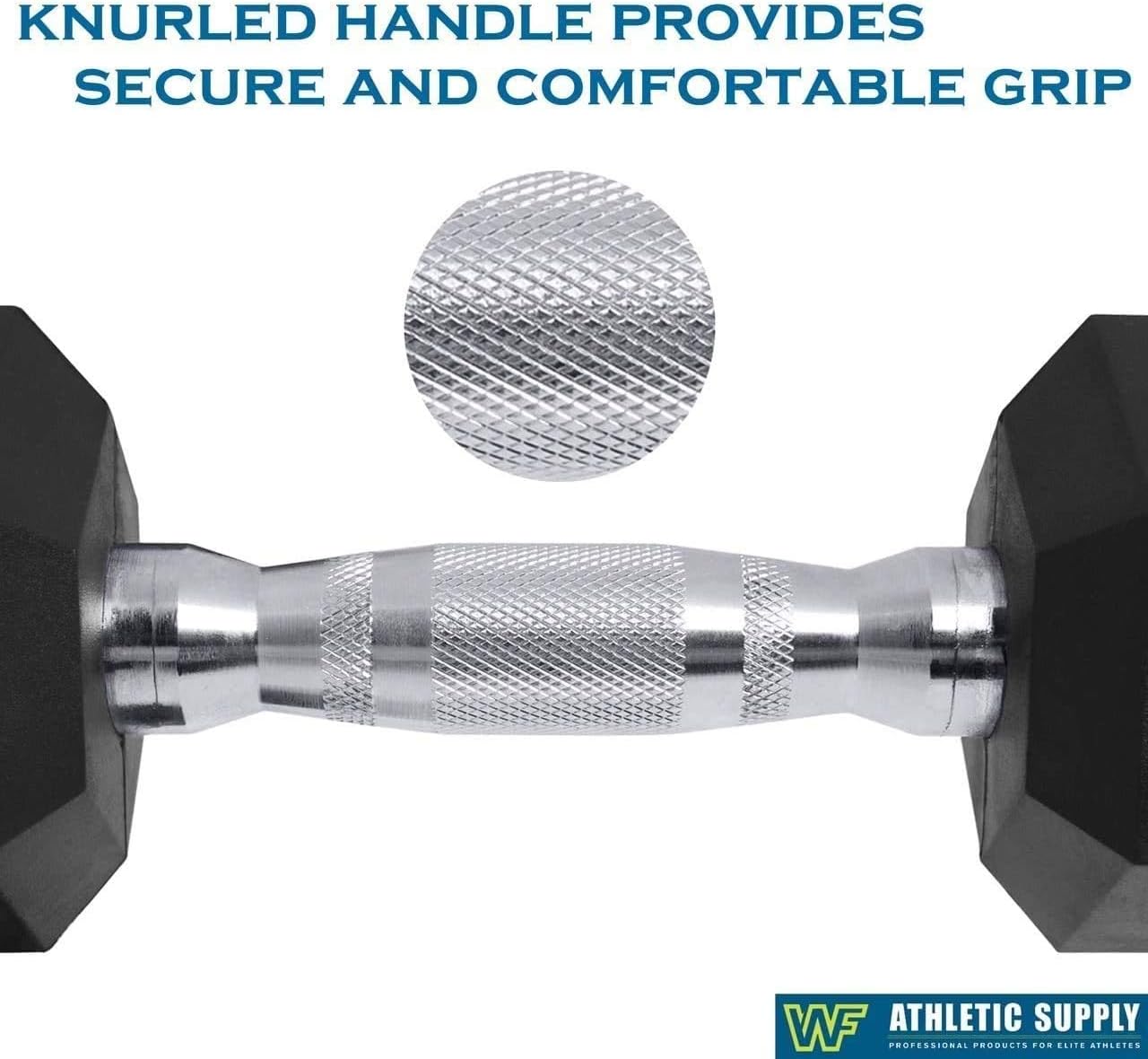 WF Athletic Supply Rubber Coated Hex Dumbbell Set, Multiple Choices Available - Dumbbells with Rack Stand and Mat, or Dumbbells Only (200/550/1200/2100/3000 LB)