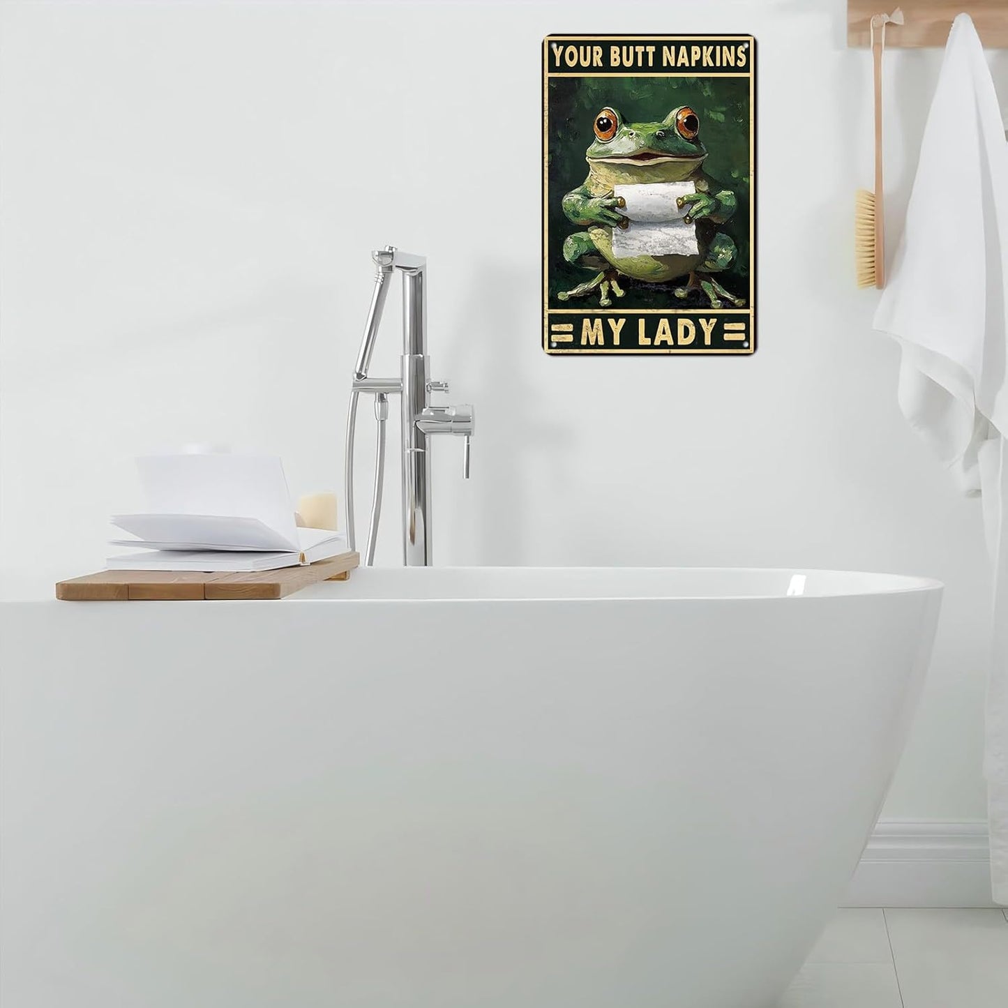 Funny Frog Bathroom Toilet Decor Metal Sign Frog Your Butt Napkin My Lord Vintage Tin Sign for Bedroom Toilet or Bathroom Wall 12 * 8inch