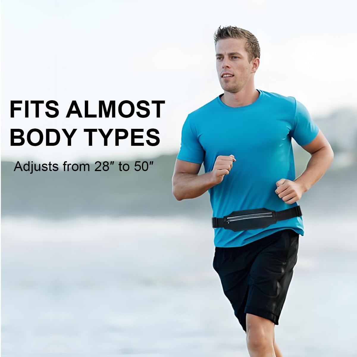 Running Belt Fanny Pack, Slim Runners Waist Pack for Men & Women [Fits ALL Phones], Money Belt, Reflective Running Gear Accessories Fitness Phone Holder for Exercise Marathon Jogging (Black1)