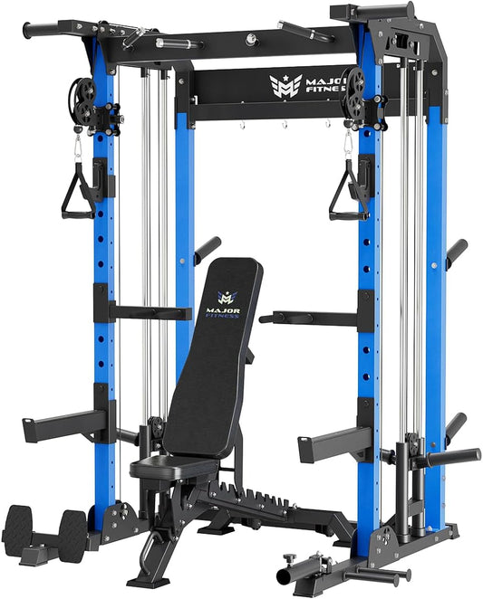MAJOR FITNESS F22 Multi-Functional Power Rack—1600lbs Capacity All-in-One Squat Rack with Dual Pulley System for Home Gym Strength Training