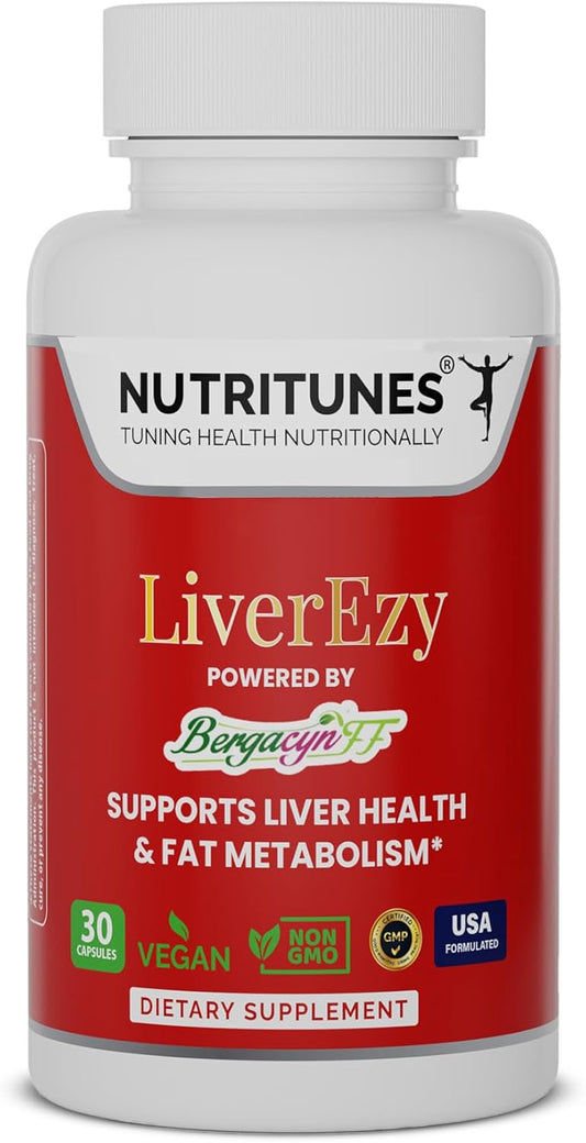 Liver Support Supplement–Supports Detox, Cleansing & Lipid Metabolism – with Bergacyn FF (Bergamot & Artichoke) – 30 LiverEzy Vegan Capsules